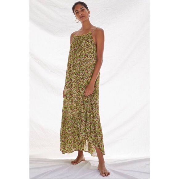 NEW Anthropologie Modal Flounced Hem Ruffle Low-Back Maxi Lounge Dress Small - Picture 1 of 7